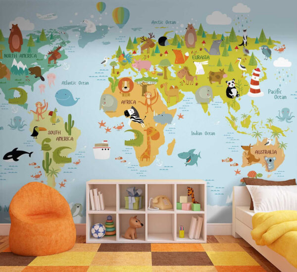 Wereldkaart met dieren Wereldkaart met dieren