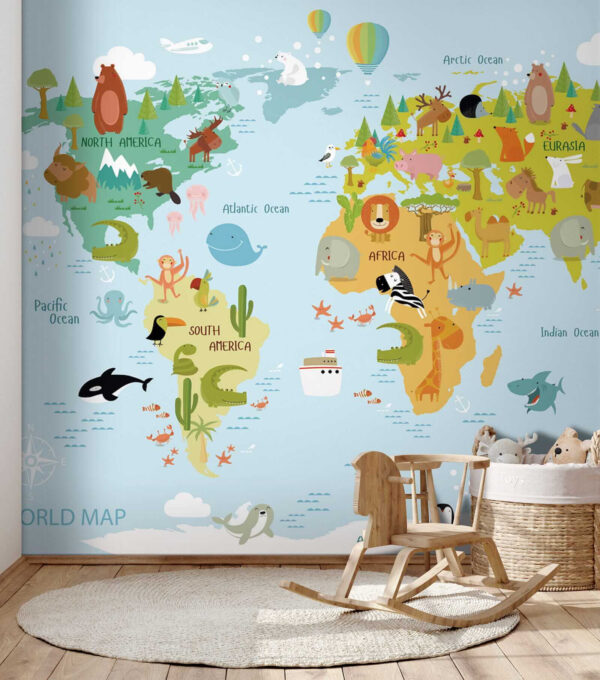 Wereldkaart met dieren Wereldkaart met dieren