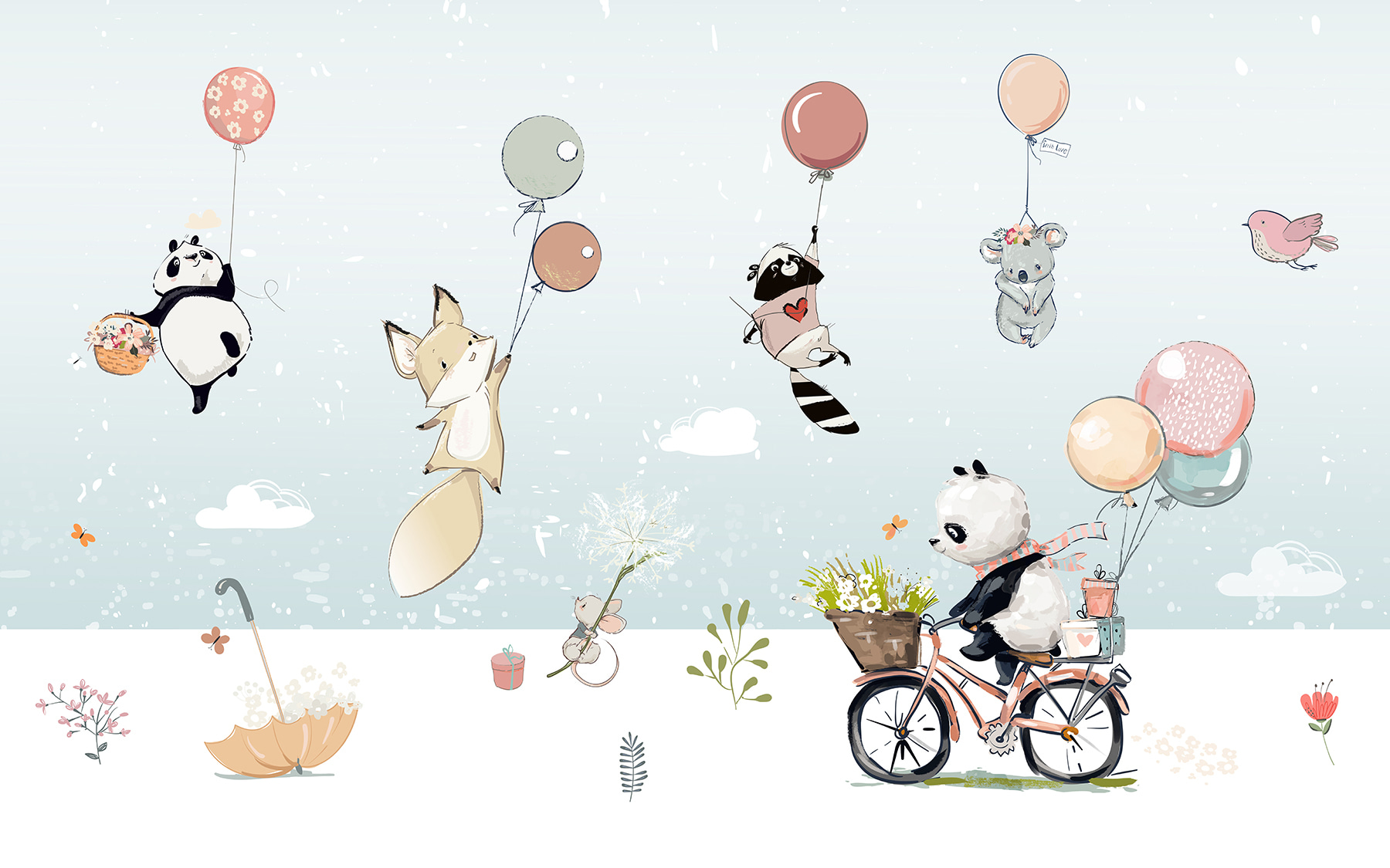 Cartoon of animals on a bicycle Cartoon of animals on a bicycle