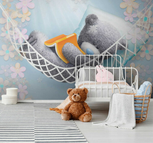 Teddybeer slapend in een hangmat Teddybeer slapend in een hangmat