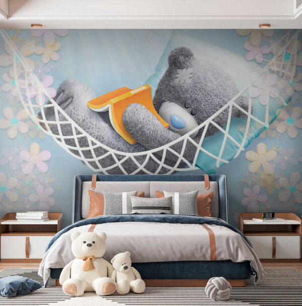 Teddybeer slapend in een hangmat Teddybeer slapend in een hangmat