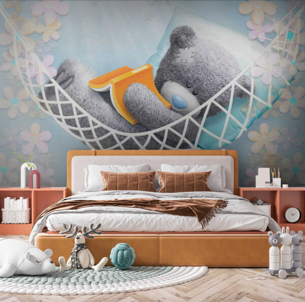Teddybeer slapend in een hangmat Teddybeer slapend in een hangmat