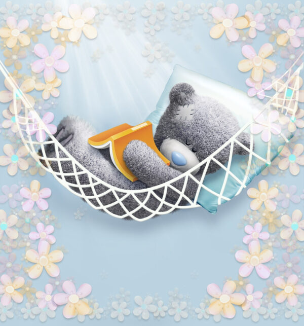 Teddybeer slapend in een hangmat Teddybeer slapend in een hangmat