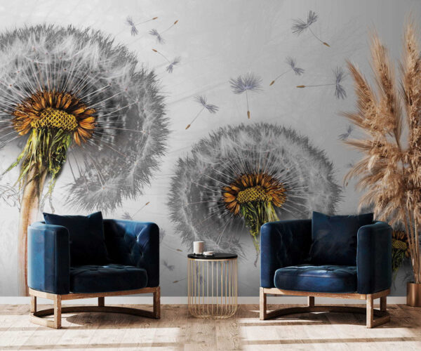 Paardenbloemen die zich verspreiden in de wind Paardenbloemen die zich verspreiden in de wind