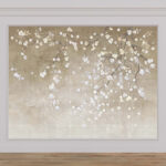 Fotobehang Boomtak met witte en blauwe bloemen