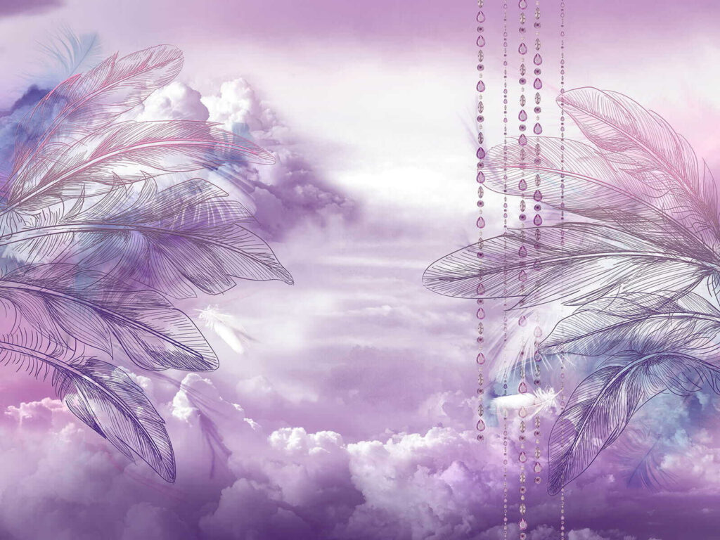 Paarse en roze wolken en een paarse lucht met wolken Paarse en roze wolken en een paarse lucht met wolken