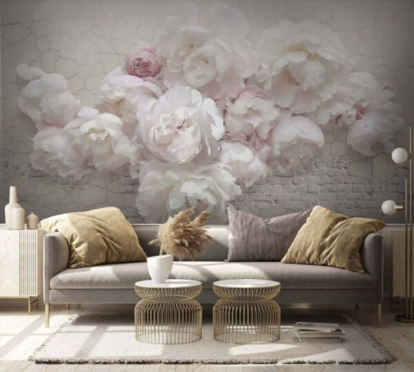 Bos witte bloemen Fotobehang Bos witte bloemen