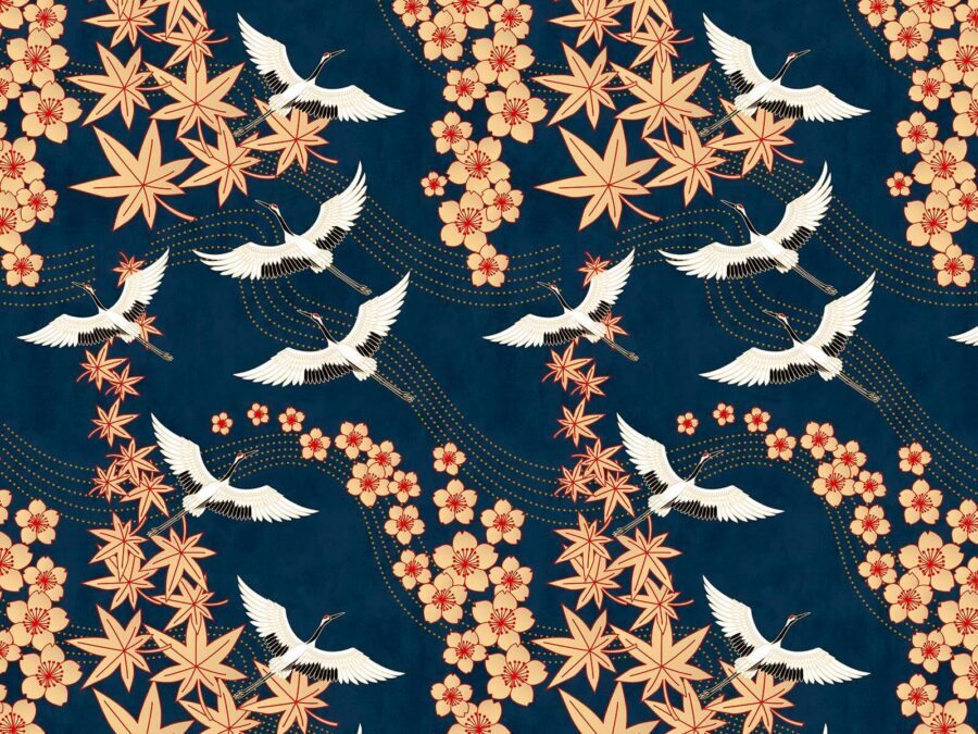 Fotobehang Patroon van bloemen en vogels - Afbeelding 2