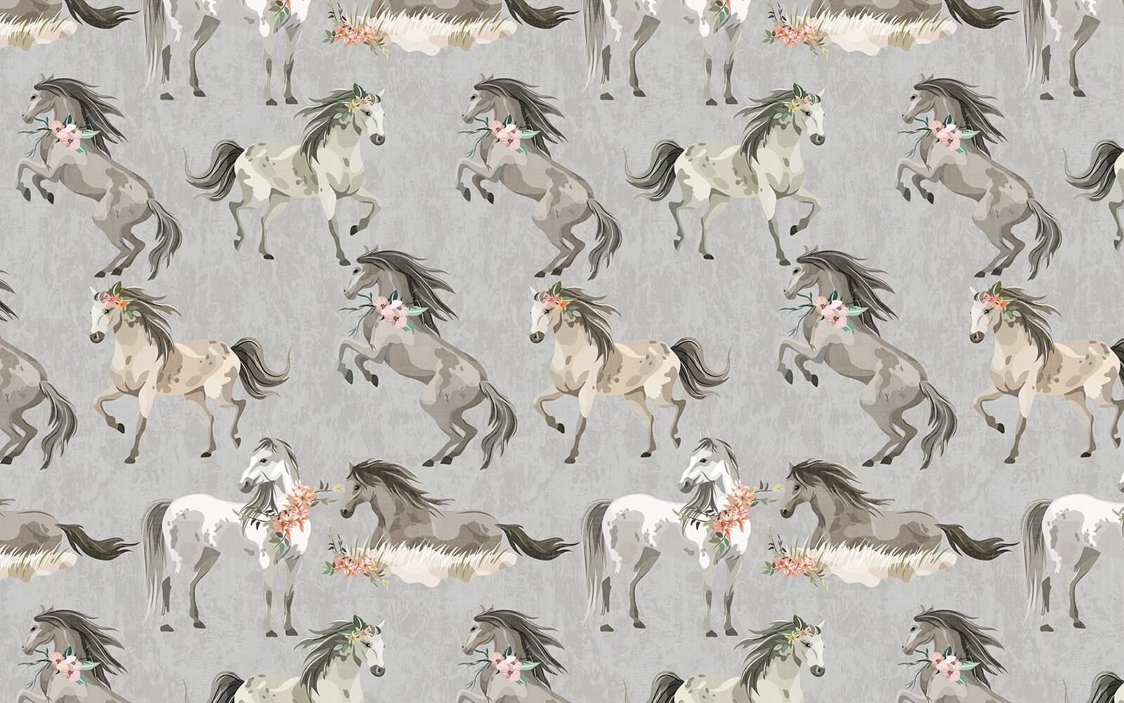 Patroon van paarden met bloemen u59511p - Patroon van paarden met bloemen