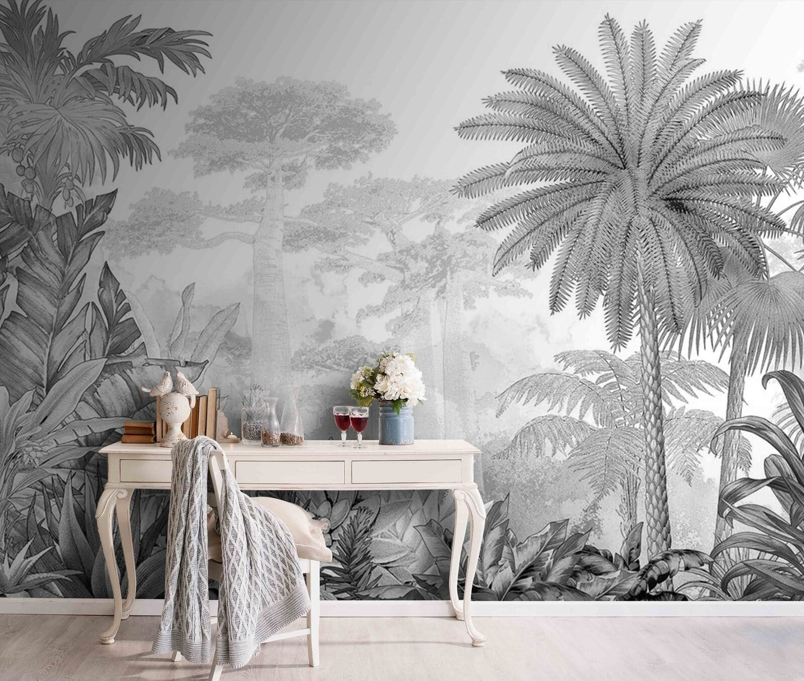 Black and white image of a forest Black and white image of a forest