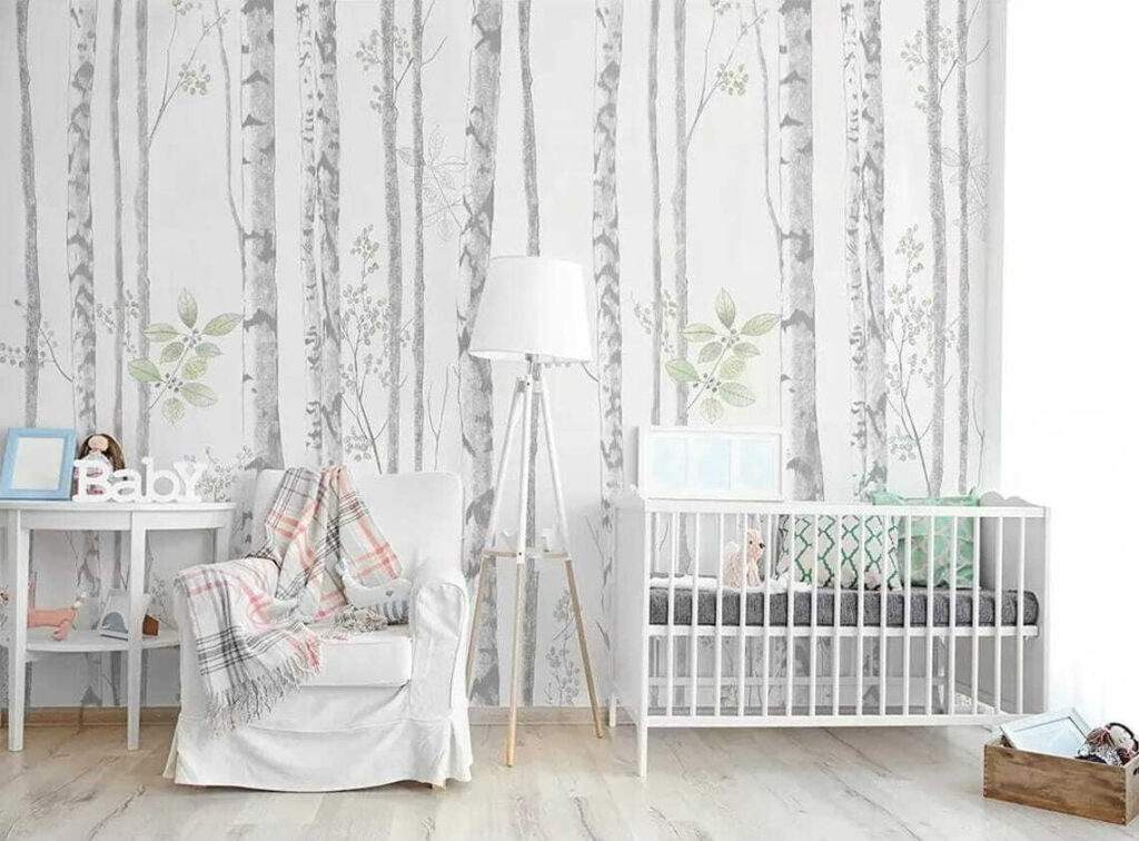 Wallpaper with trees and leaves