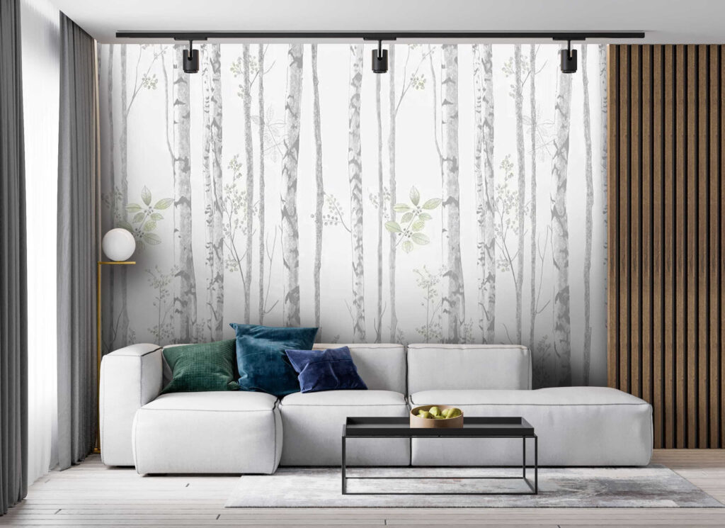 Wallpaper with trees and leaves