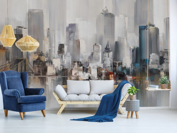Schilderij van een stad Schilderij van een stad