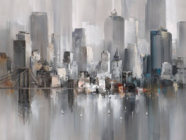 Schilderij van een stad Schilderij van een stad