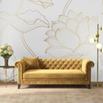 Fotobehang Bloemenpatroon op witte achtergrond