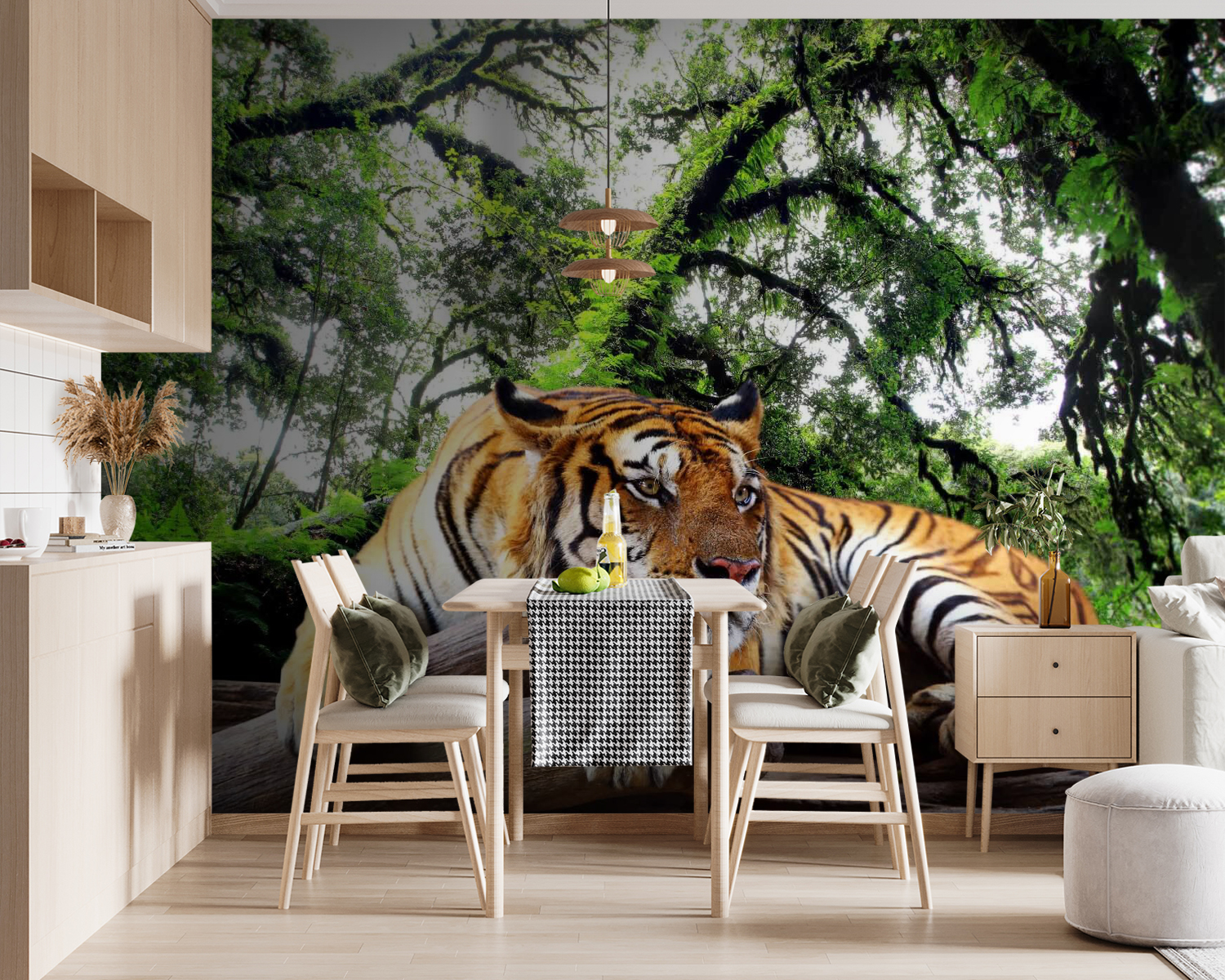 Tijger liggend op een boomstam u57805pik119m - Tijger liggend op een boomstam - tegory