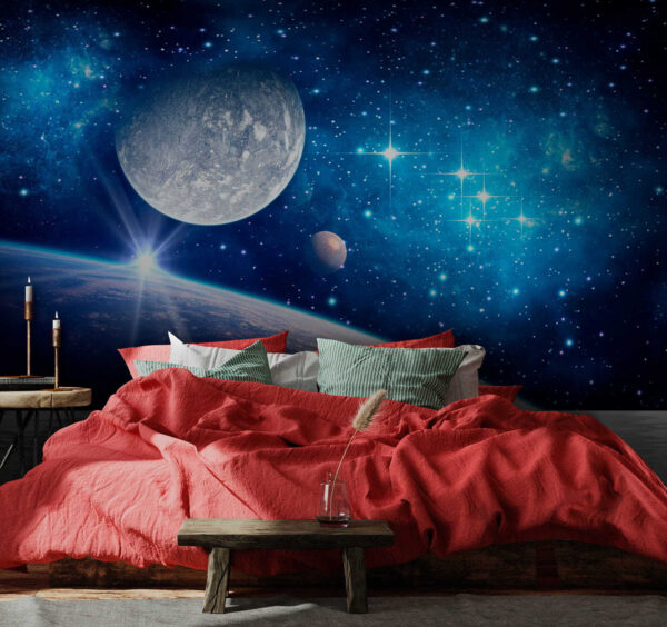 Planeet en maan in de ruimte Planeet en maan in de ruimte
