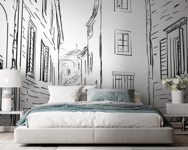 Tekening van een straat met gebouwen u57680pib105 600x480 - Tekening van een straat met gebouwen - tegory