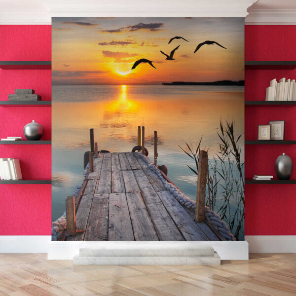 Dok met vogels die over het water vliegen u57673pih2 600x600 - Dok met vogels die over het water vliegen