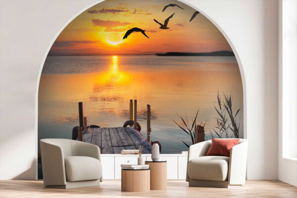 Dok met vogels die over het water vliegen u57673pig1 600x400 - Dok met vogels die over het water vliegen
