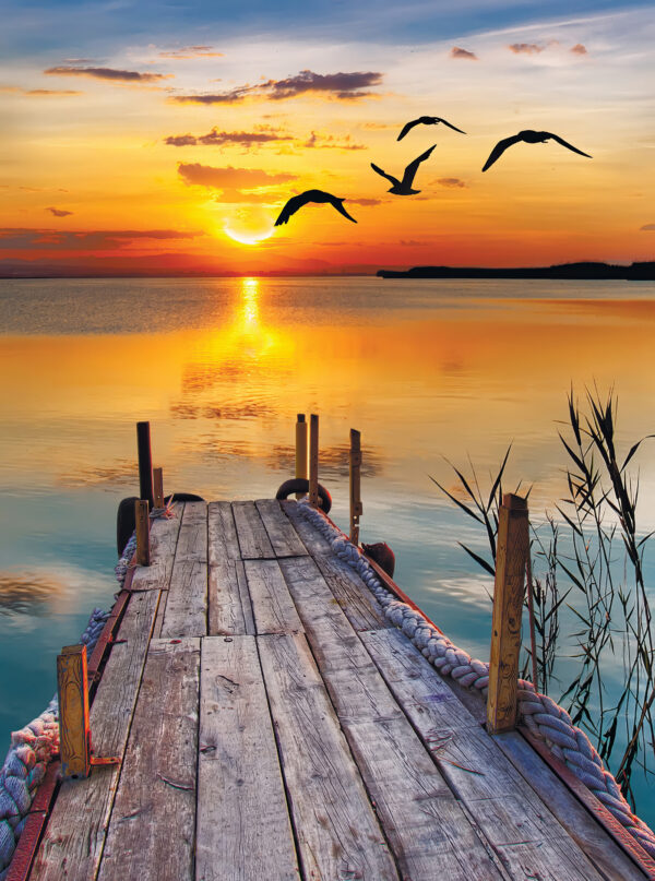 Dok met vogels die over het water vliegen u57673p 600x807 - Dok met vogels die over het water vliegen