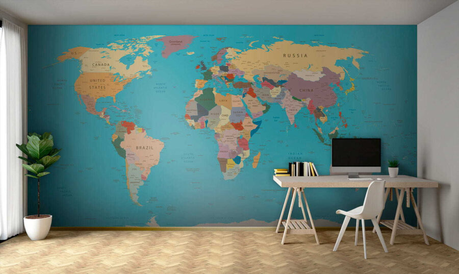 Fotobehang Kaart van de wereld