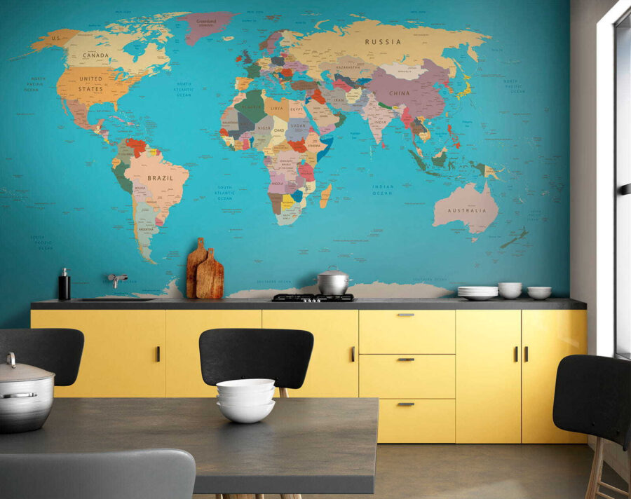 Fotobehang Kaart van de wereld - Afbeelding 9