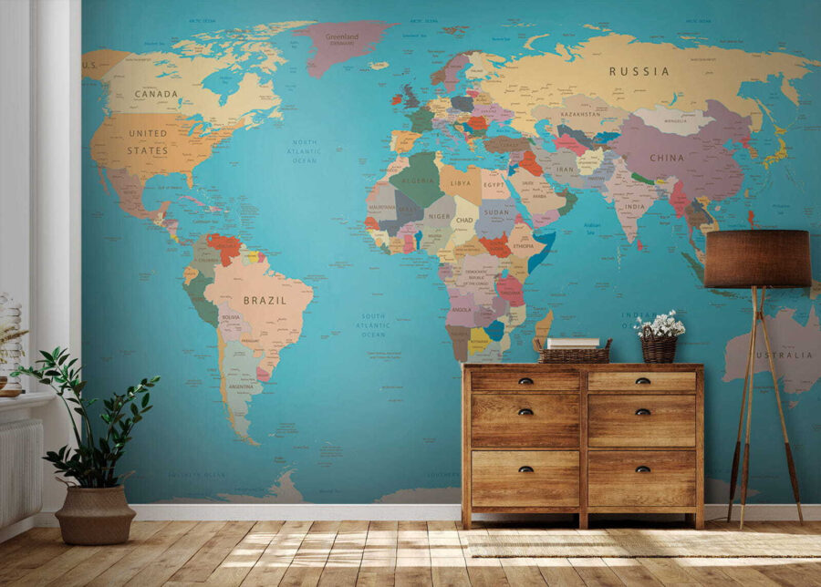 Fotobehang Kaart van de wereld - Afbeelding 8