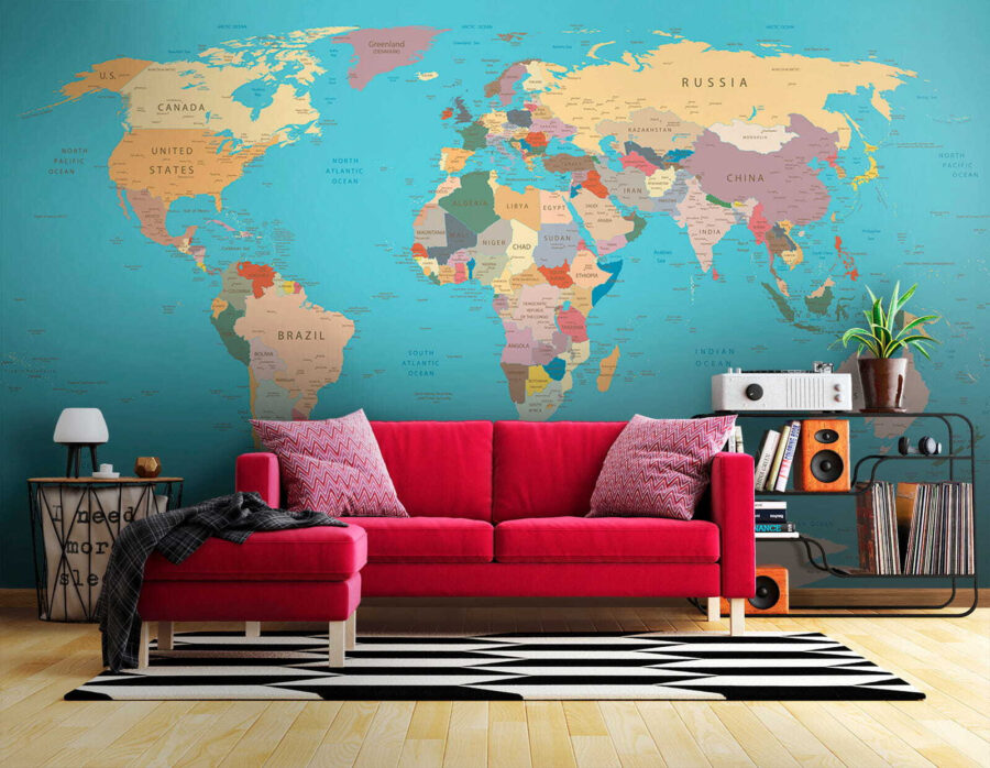 Fotobehang Kaart van de wereld - Afbeelding 7