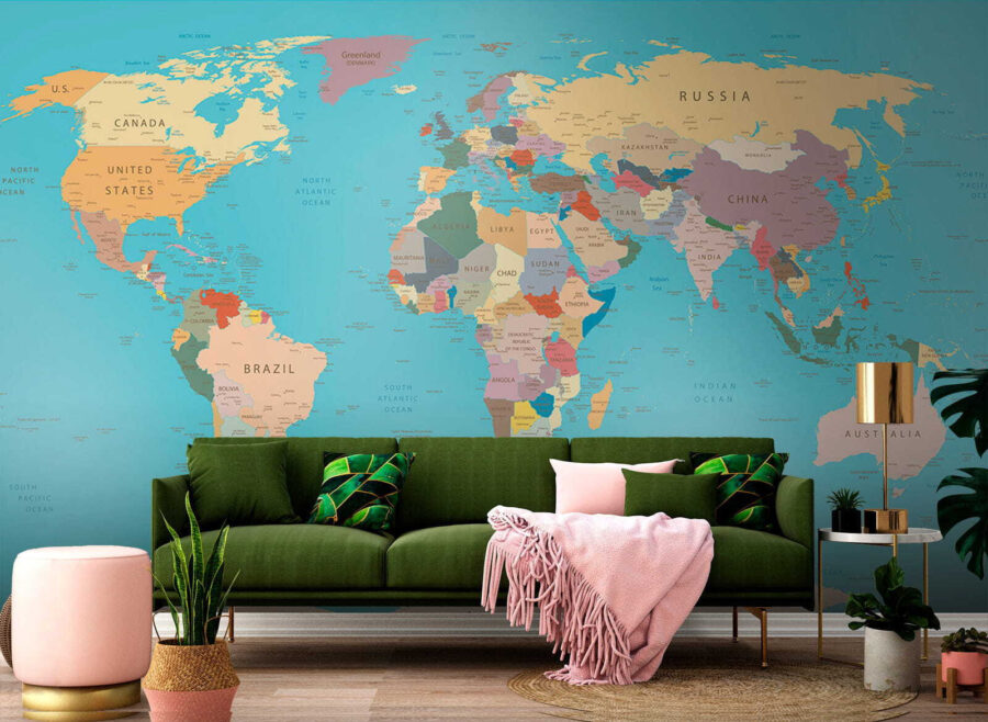 Fotobehang Kaart van de wereld - Afbeelding 6