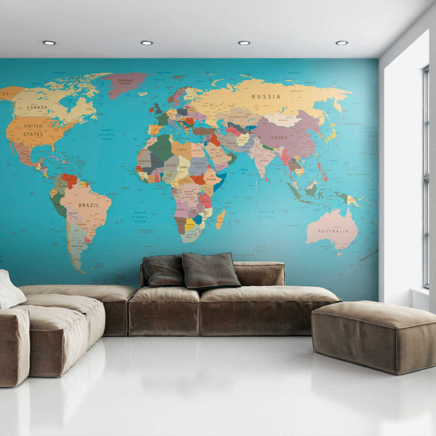 Fotobehang Kaart van de wereld - Afbeelding 5