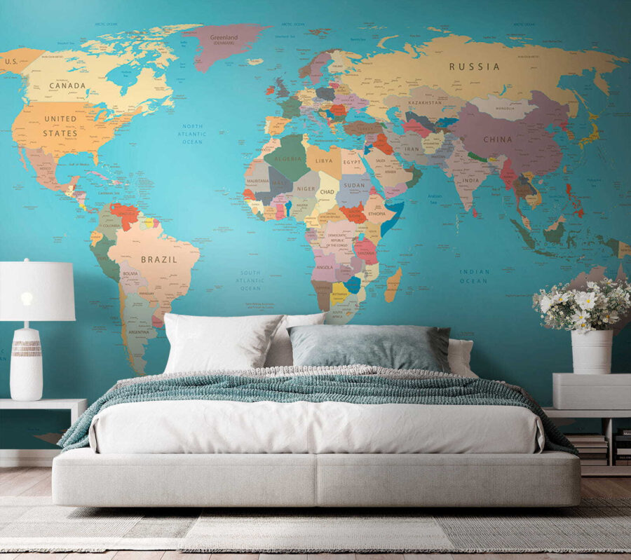 Fotobehang Kaart van de wereld - Afbeelding 3