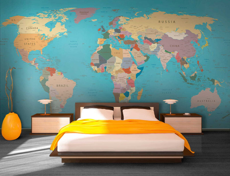 Fotobehang Kaart van de wereld - Afbeelding 2