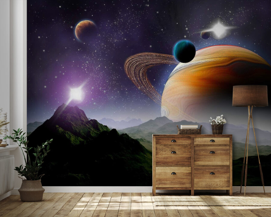 Planeten en sterren in de ruimte