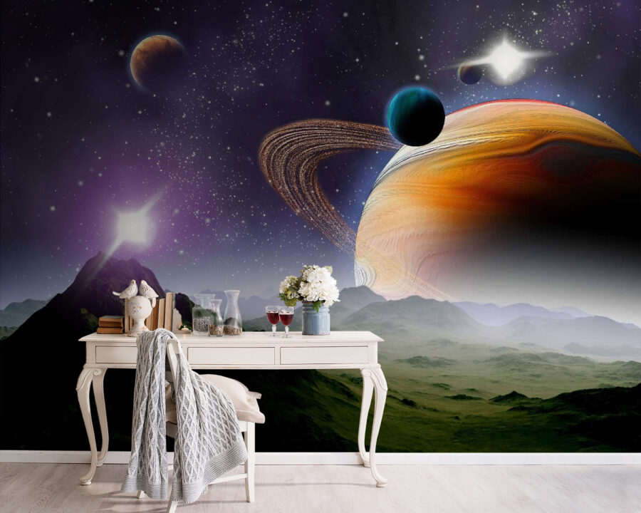 Planeten en sterren in de ruimte