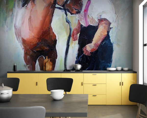Schilderij van een meisje dat een paard kust u55964pik83 600x480 - Schilderij van een meisje dat een paard kust - tegory