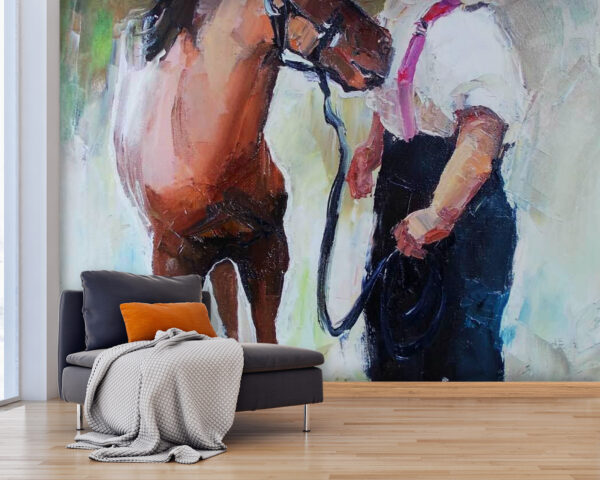 Schilderij van een meisje dat een paard kust u55964pig25 600x480 - Schilderij van een meisje dat een paard kust - tegory
