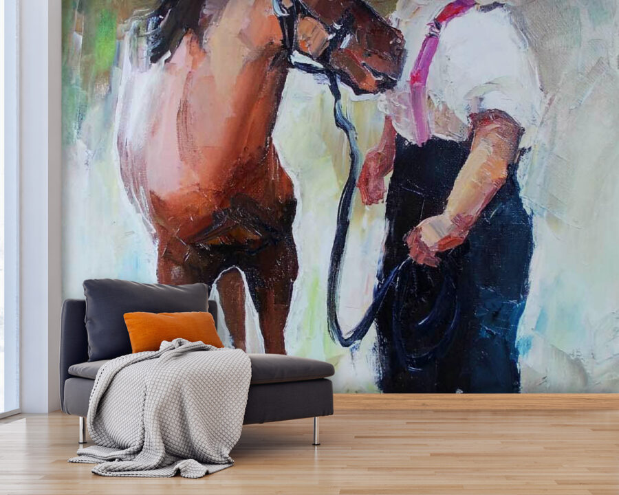Schilderij van een meisje dat een paard kust u55964pig25 900x720 - Schilderij van een meisje dat een paard kust - tegory