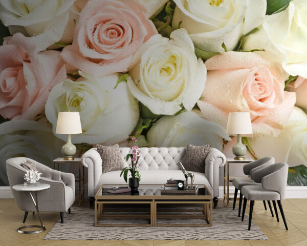 Groep roze en witte rozen Groep roze en witte rozen
