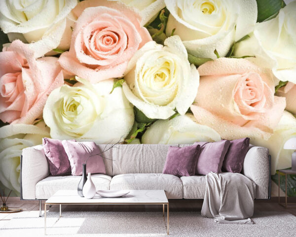 Groep roze en witte rozen Groep roze en witte rozen