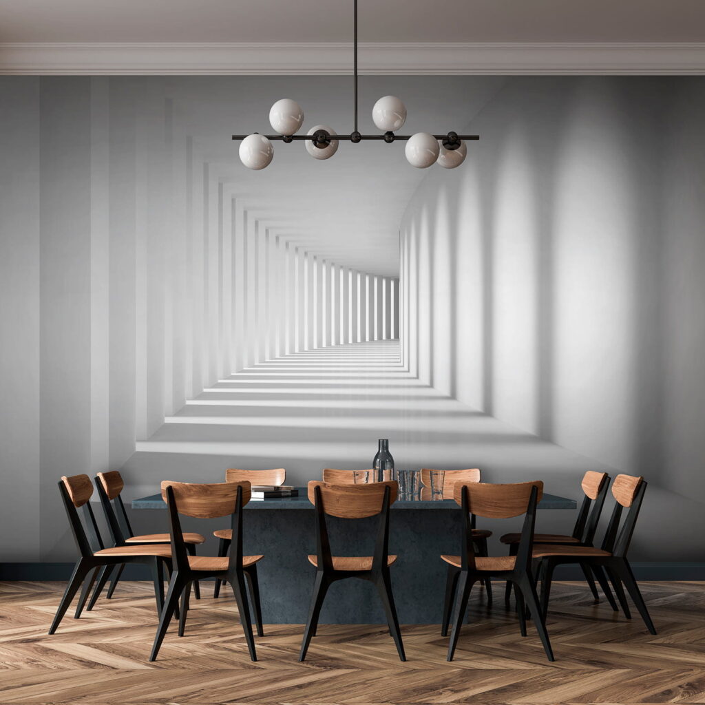 White room with columns and light