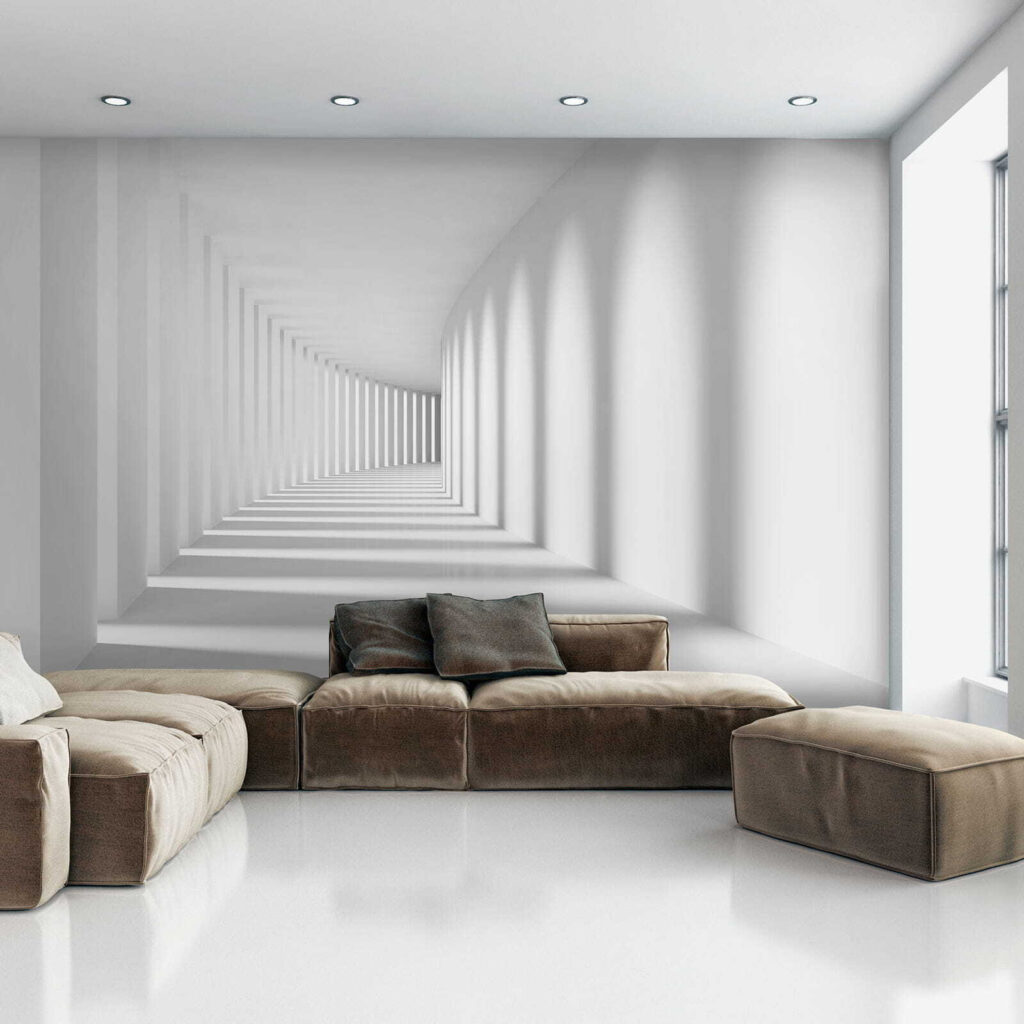 White room with columns and light