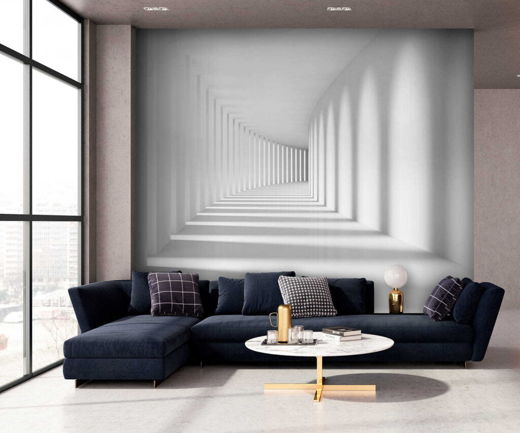 White room with columns and light