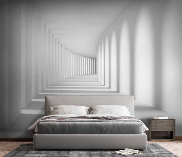Witte kamer met zuilen en licht Witte kamer met zuilen en licht
