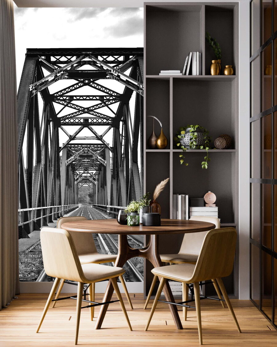 Treinrails door een brug