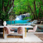 Fotobehang Waterval in een bos