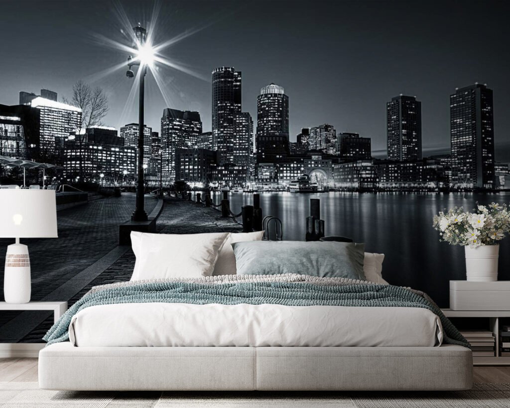 Een skyline van een stad met lichtjes op het water u54150pib105m 1024x819 - Een skyline van een stad met lichtjes op het water - tegory