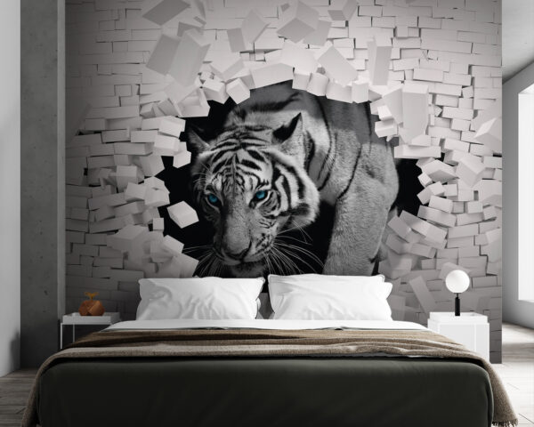 Tijger komt uit een muur Tijger komt uit een muur