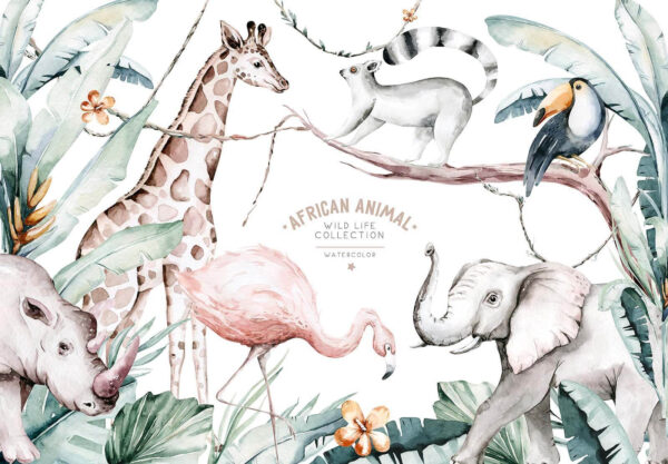 Aquarel illustratie van dieren en planten Aquarel illustratie van dieren en planten