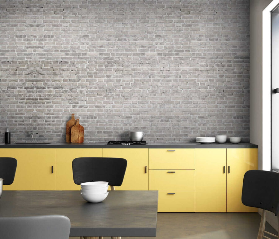 Witte bakstenen muur met grijze bakstenen